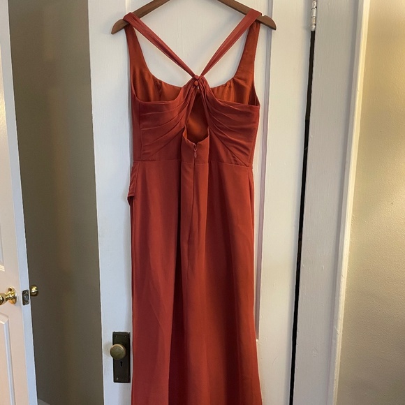 AZAZIE Mero Terracotta Sheath Pleated Chiffon Bridesmaid Dress - Picture 4 of 8